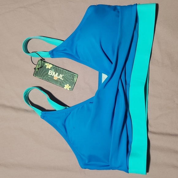 NWT BMJL women's Size M.Vibrant Blue High-Waisted Bikini Set with Wrap-Style Top - Picture 6 of 15
